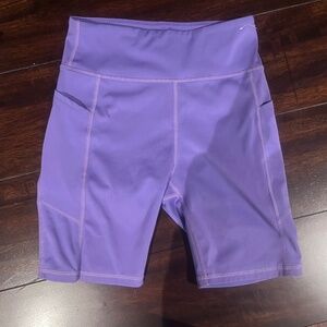 Ell & Voo 7" Purple Spandex Shorts with Pockets